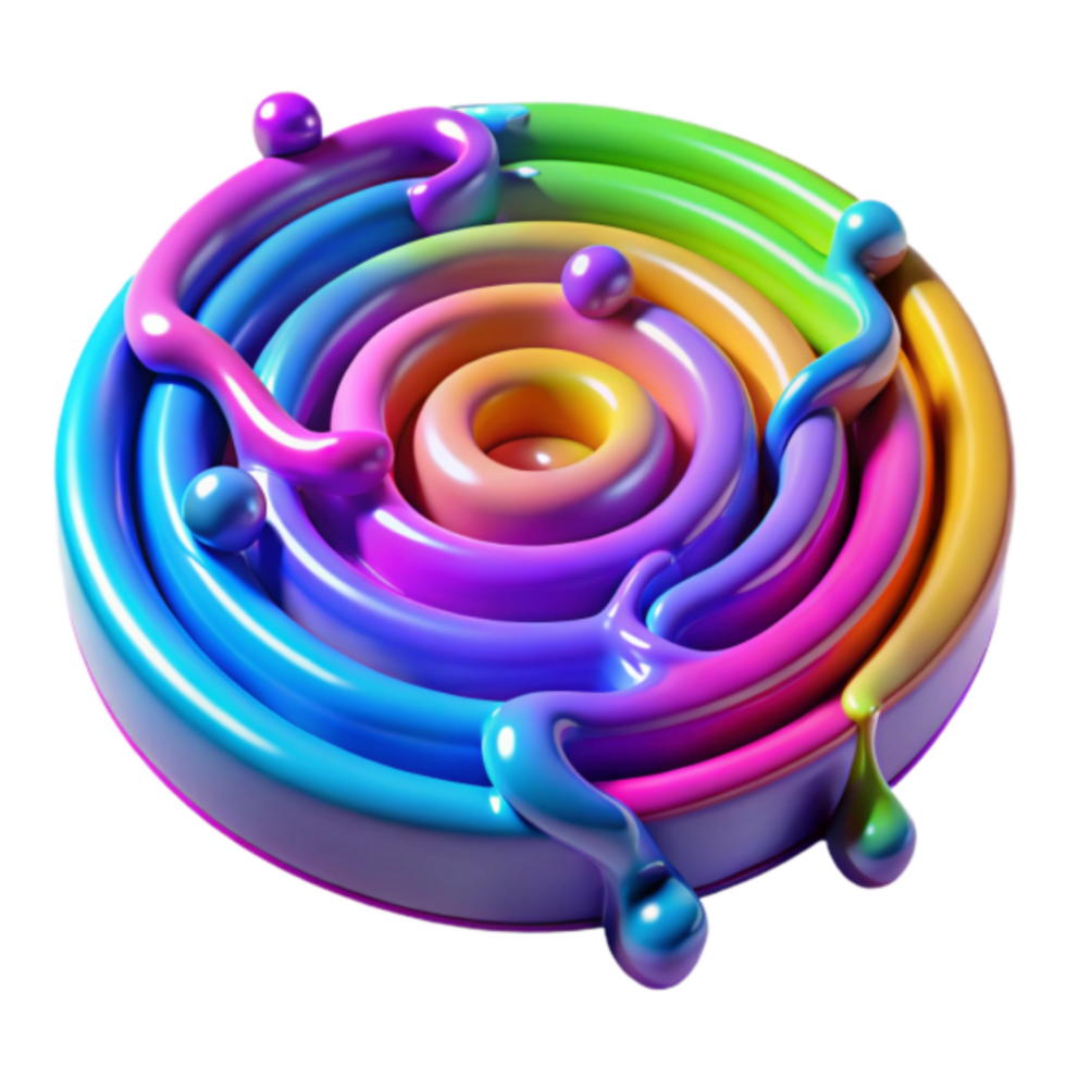 Vibrant Rainbow 3D Abstract Background Design Circular Flowing Liquid png