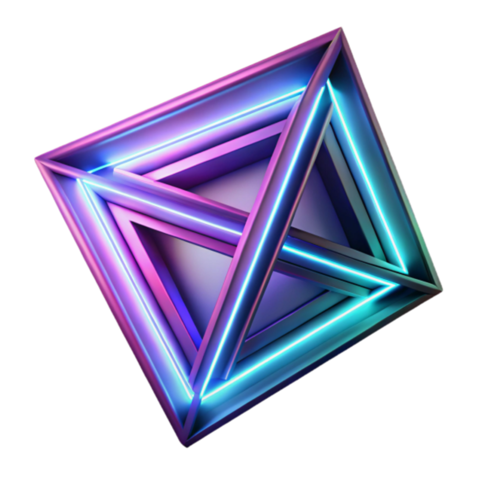 Abstract 3D Neon Triangle Geometric Background Purple Blue Glowing Lines png