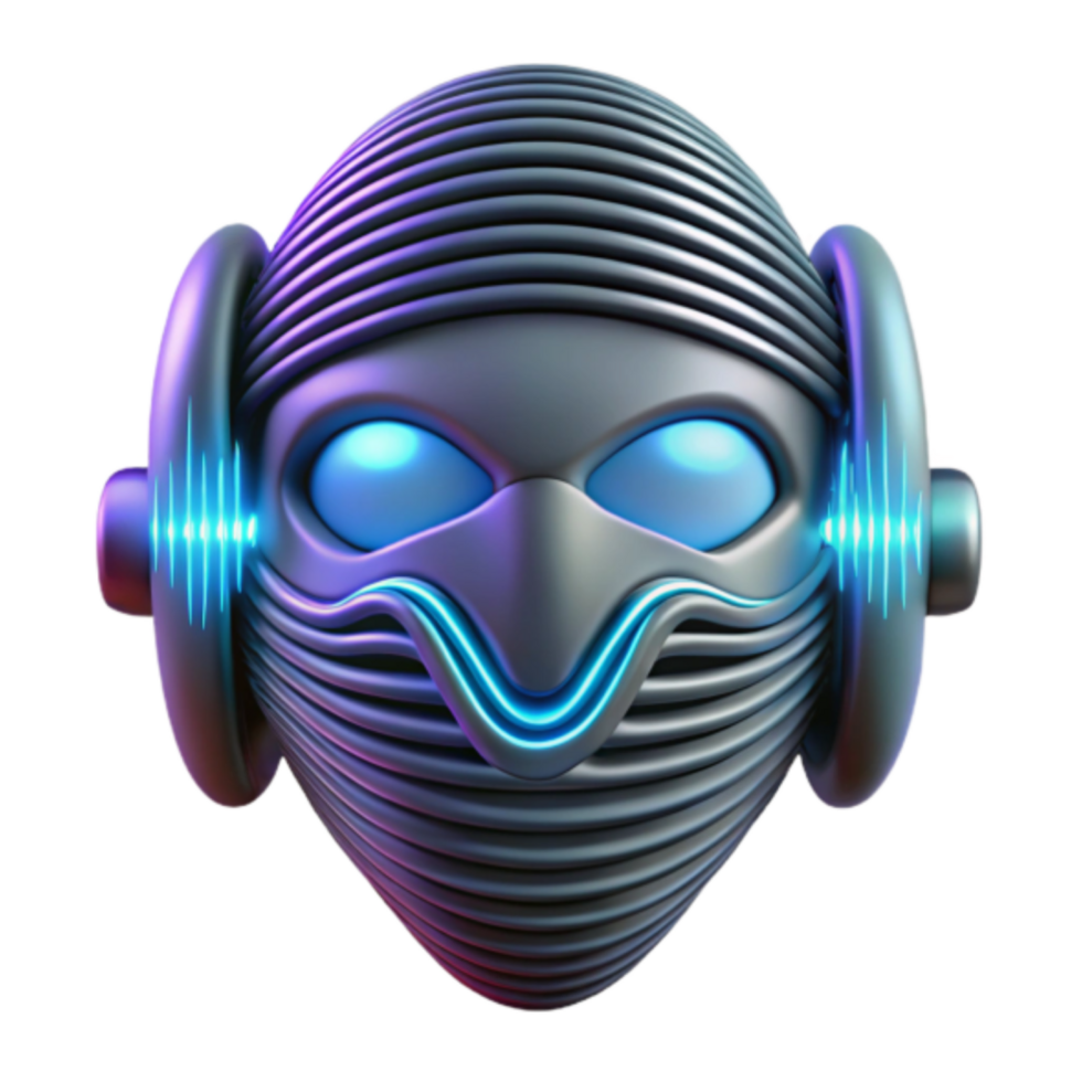 Futuristic Robot Head 3D Render Neon Lights png