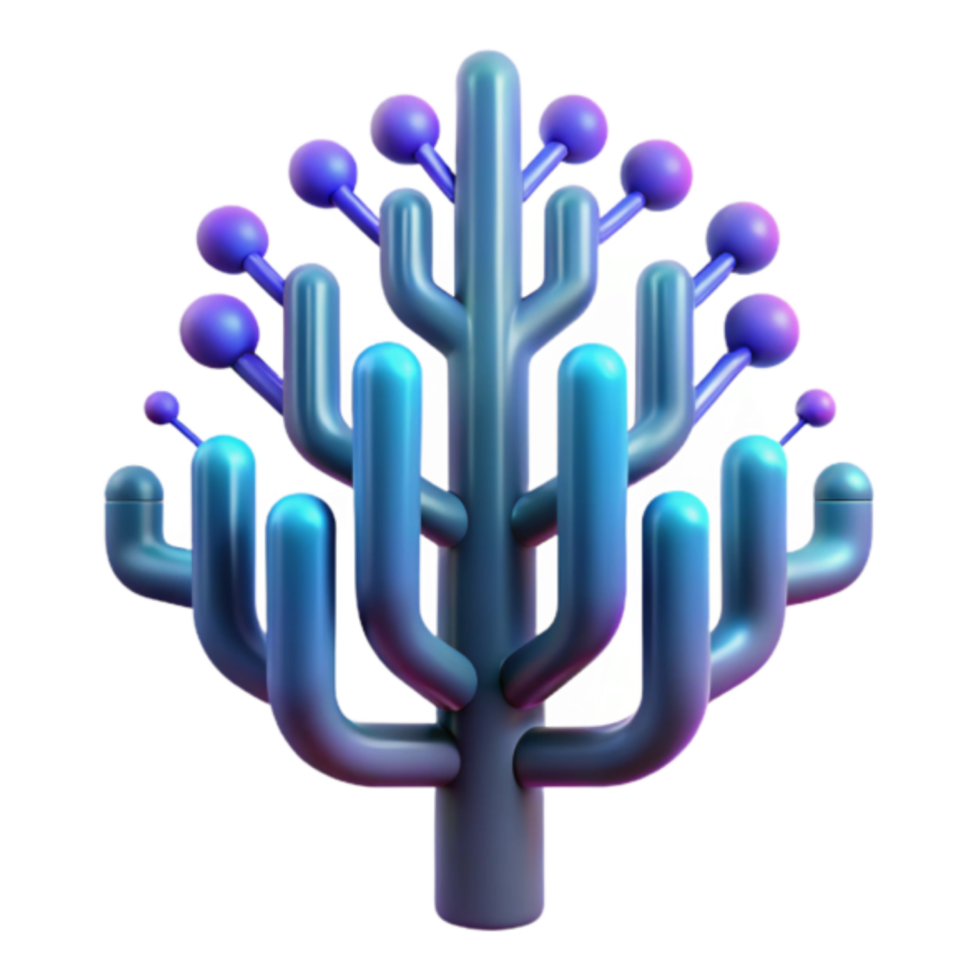 Abstract 3D Render of a Colorful Stylized Tree png