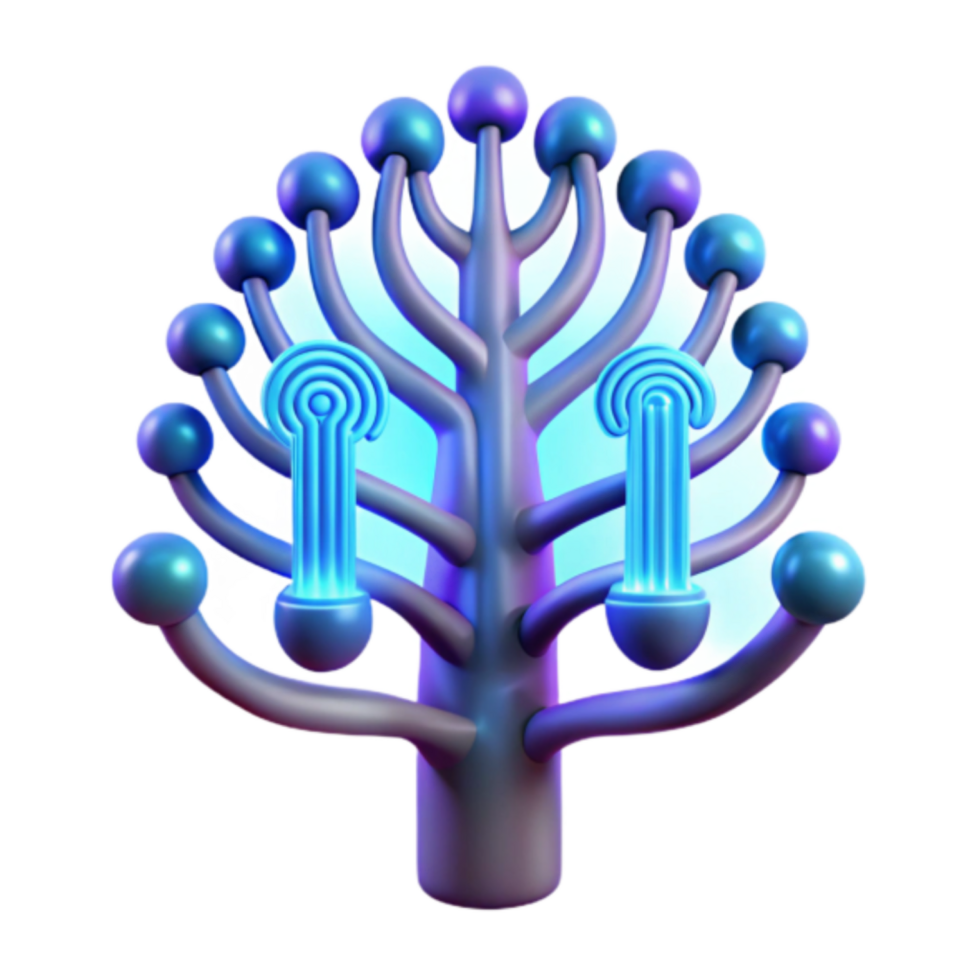 3D Render of a Futuristic Glowing Tree Abstract Background Illustration png