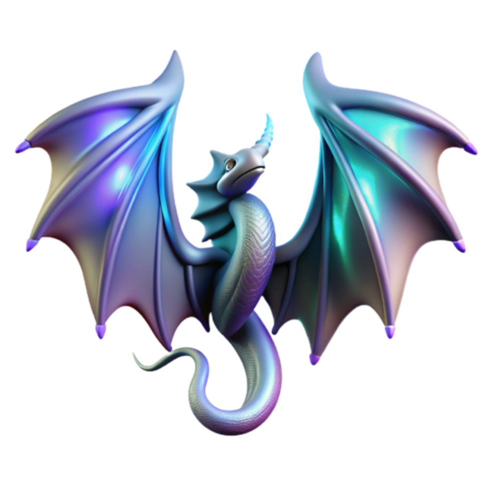 Iridescent Dragon 3D Render Fantasy Creature png