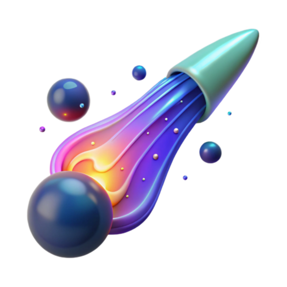 3D Render of a Colorful Rocket Trail with Glowing Effects png
