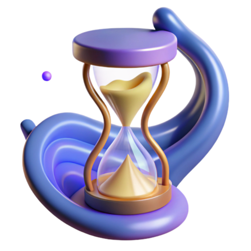 3D Render of Hourglass on Abstract Purple Background png