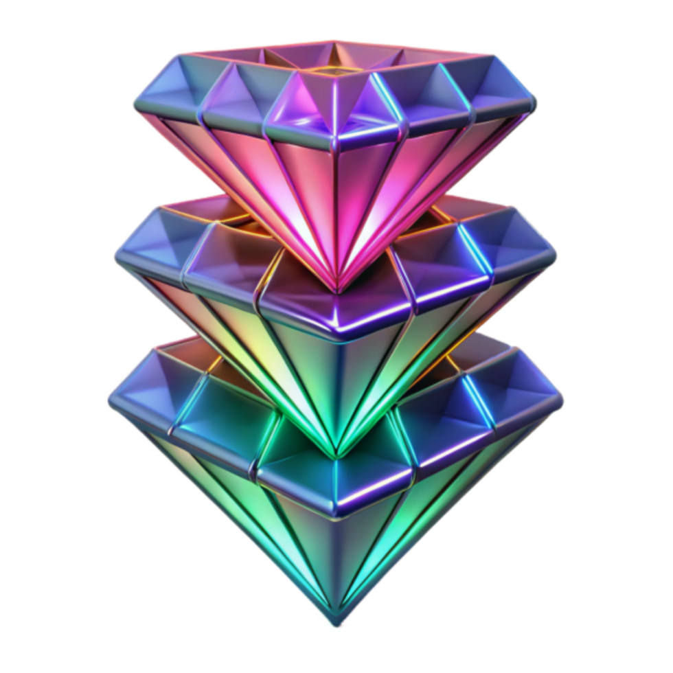 Stack of Iridescent Gems 3D Render png