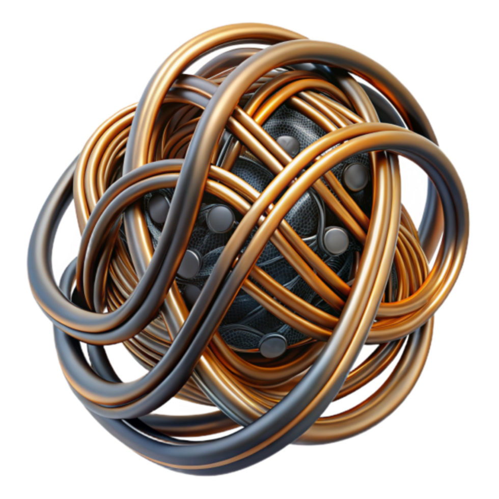 Intricate 3D Render of Intertwined Metallic Tubes Abstract Background Image png