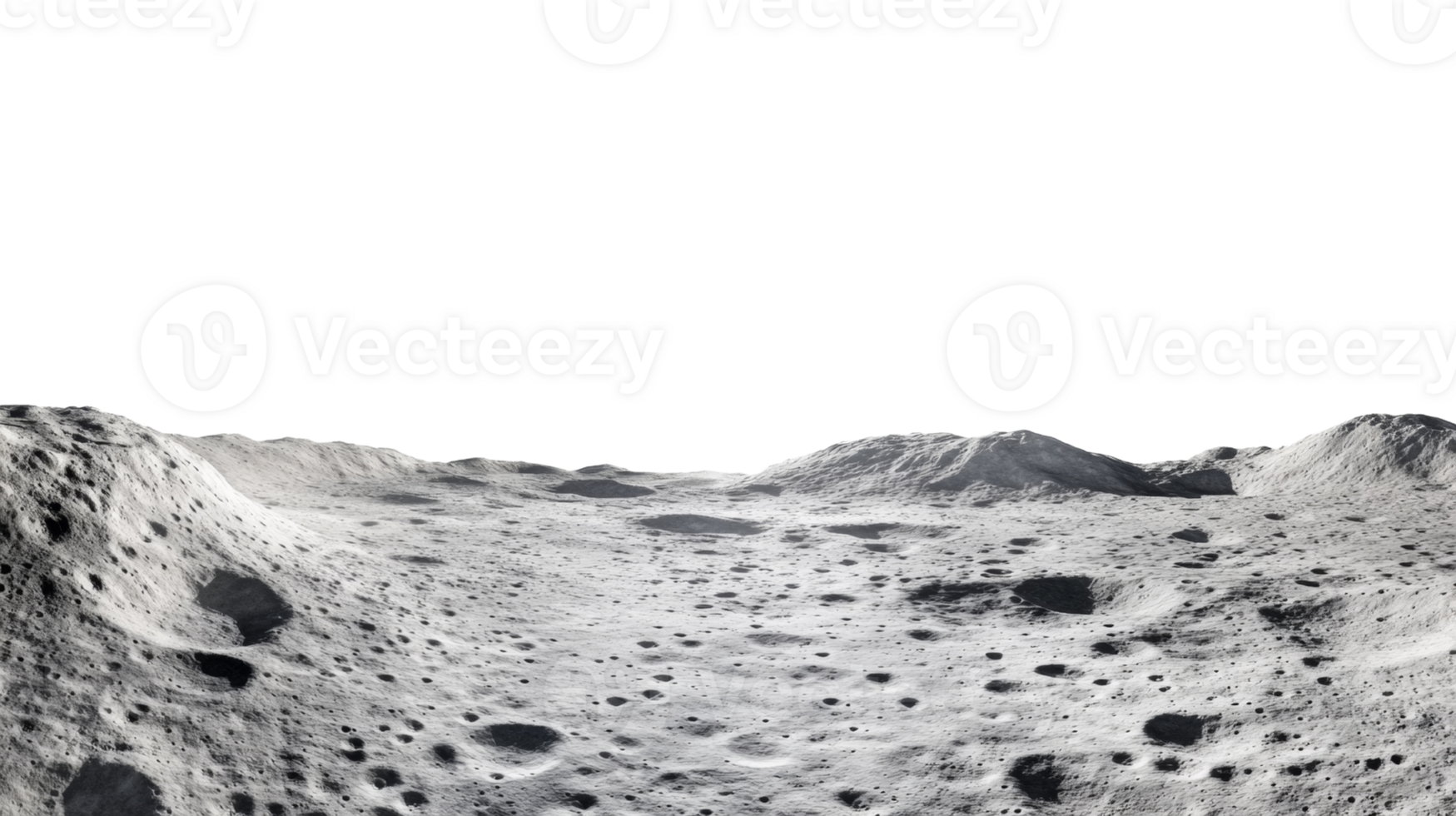 Lunar Surface Cratered Landscape Showing Hills and Valleys png