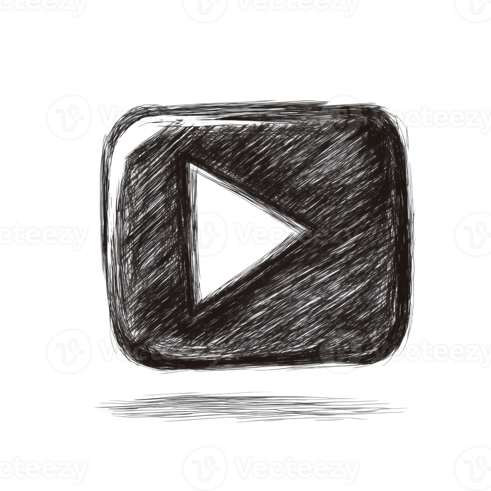 Hand Drawn Sketch Of A Play Button Icon png