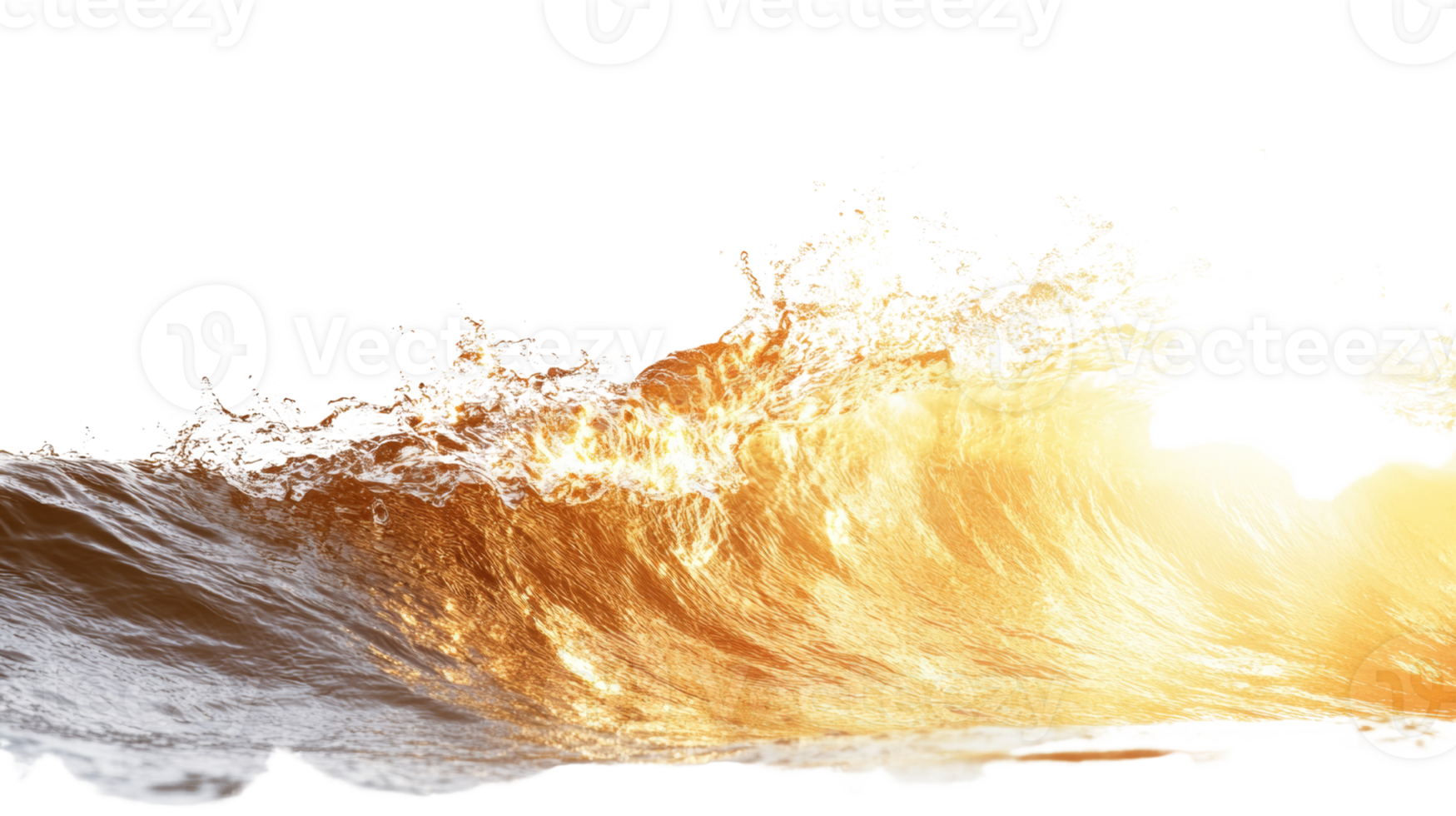 Golden Ocean Wave Crashing Majestically png
