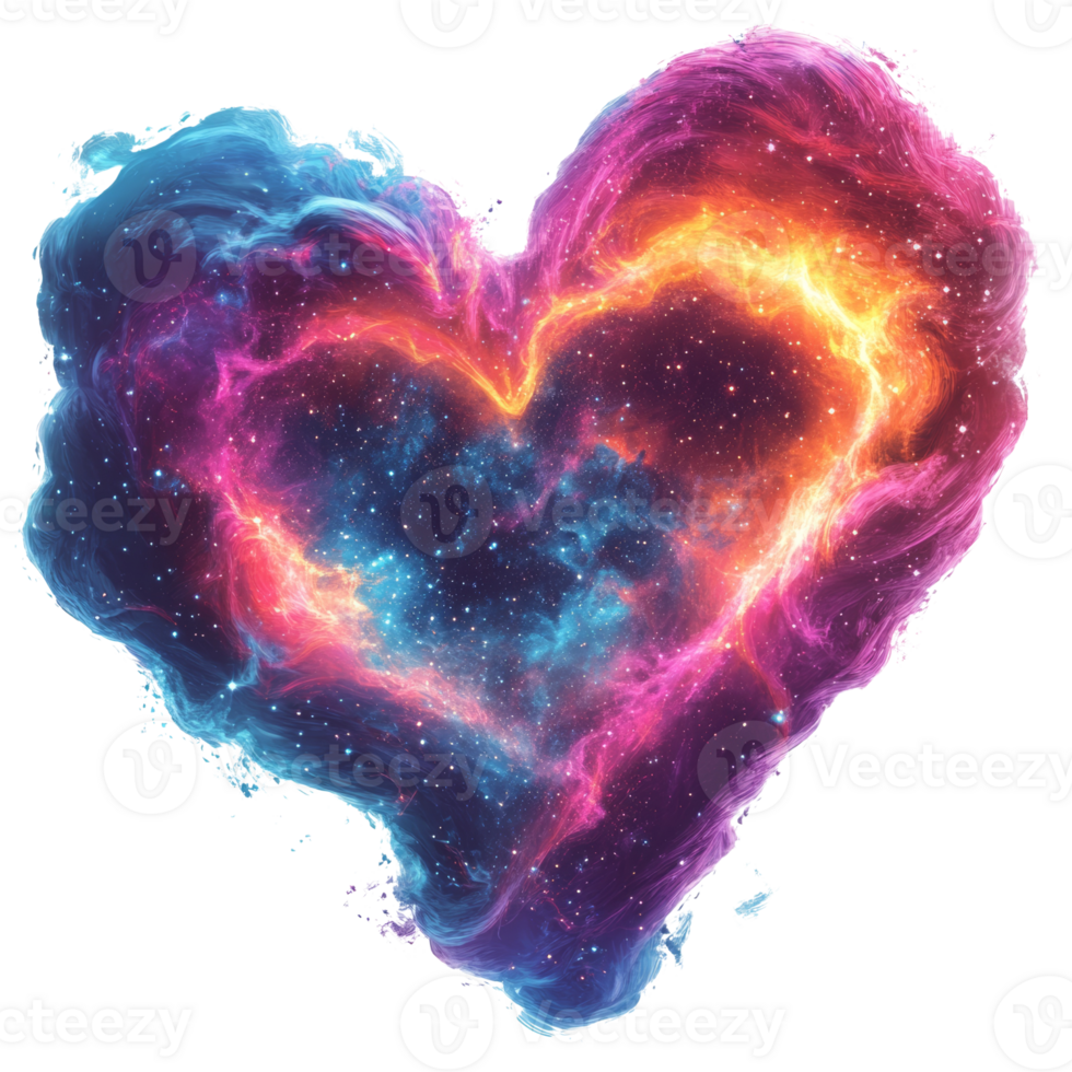 Cosmic Nebula Heart Celestial Galaxy Art png