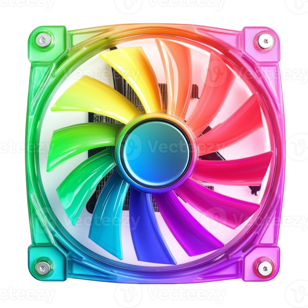 Rainbow Colored Computer Cooling Fan System png