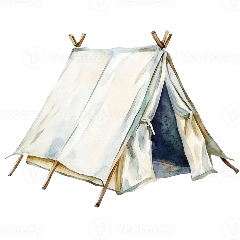 Watercolor Painting of a Simple Camping Tent png