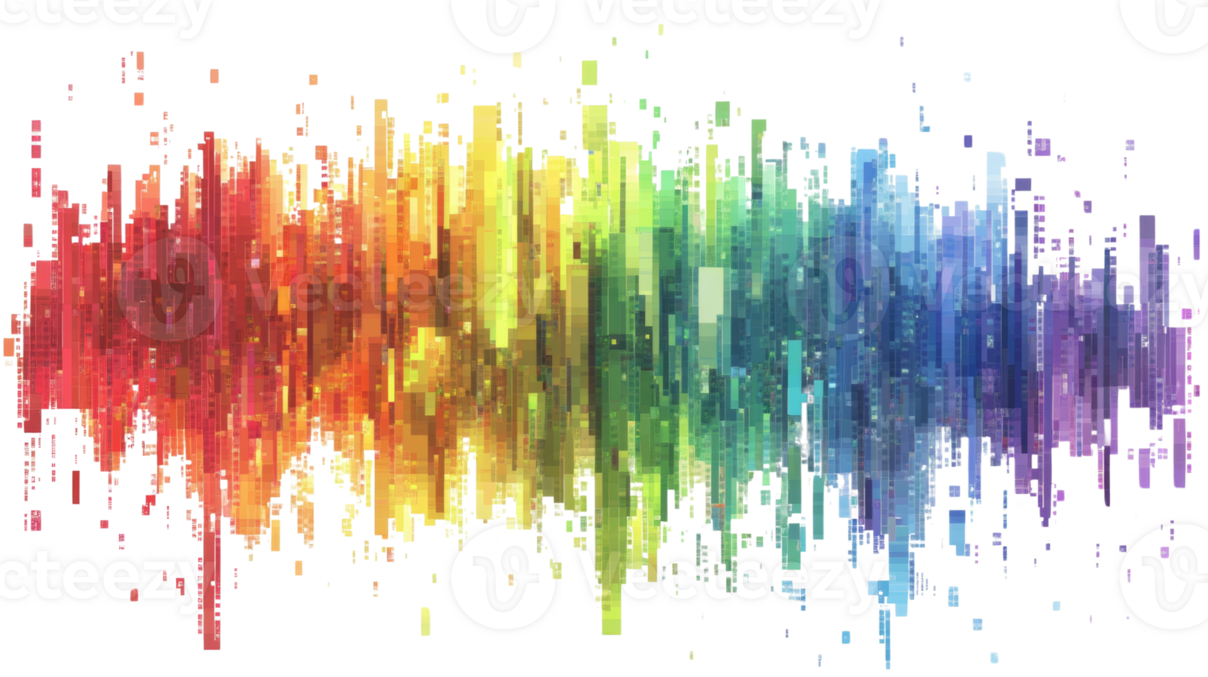 Abstract Rainbow Pixelated Cityscape Digital Art png
