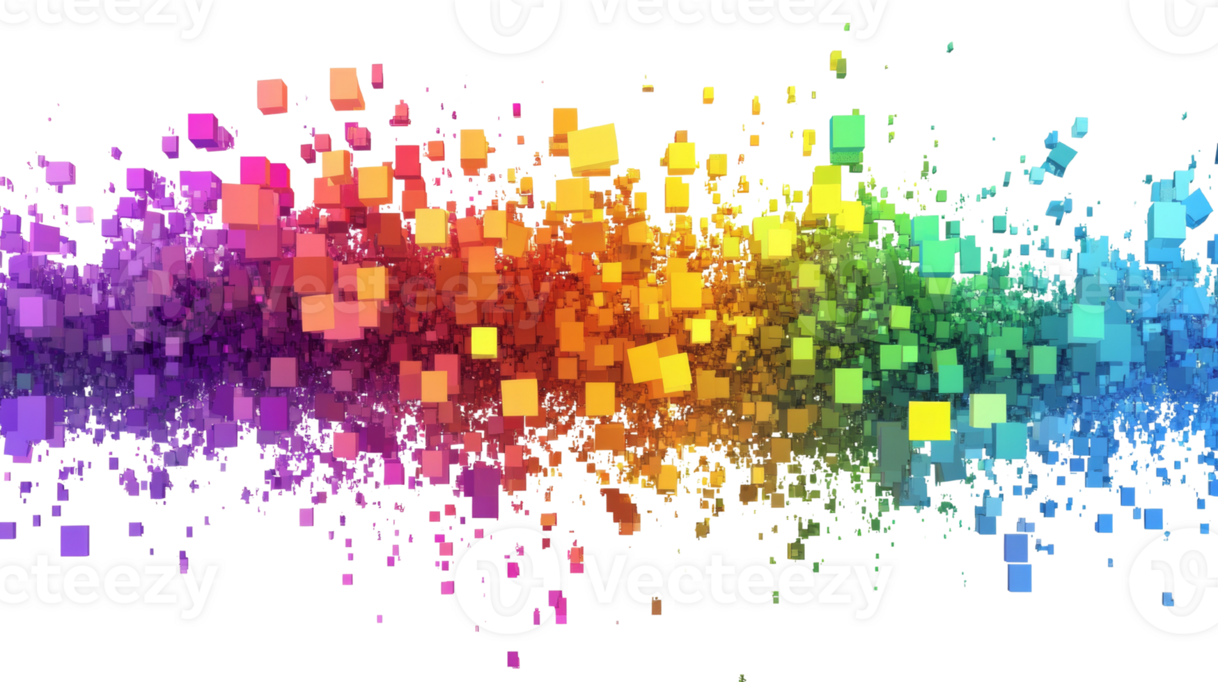 Abstract Rainbow Cube Dispersion Pattern Design png