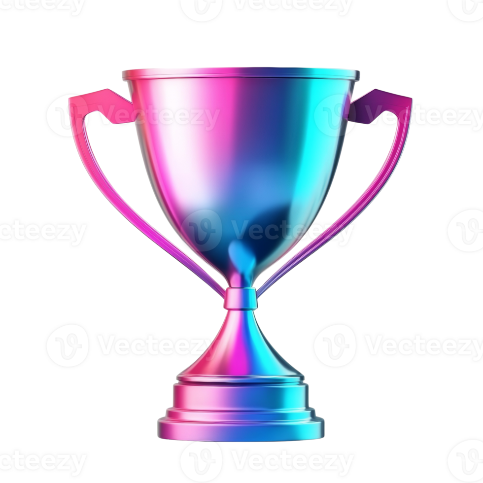 A vibrant iridescent trophy gleaming brightly png