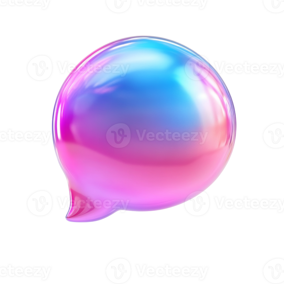 Iridescent Bubble Speech Represents Digital Communication png