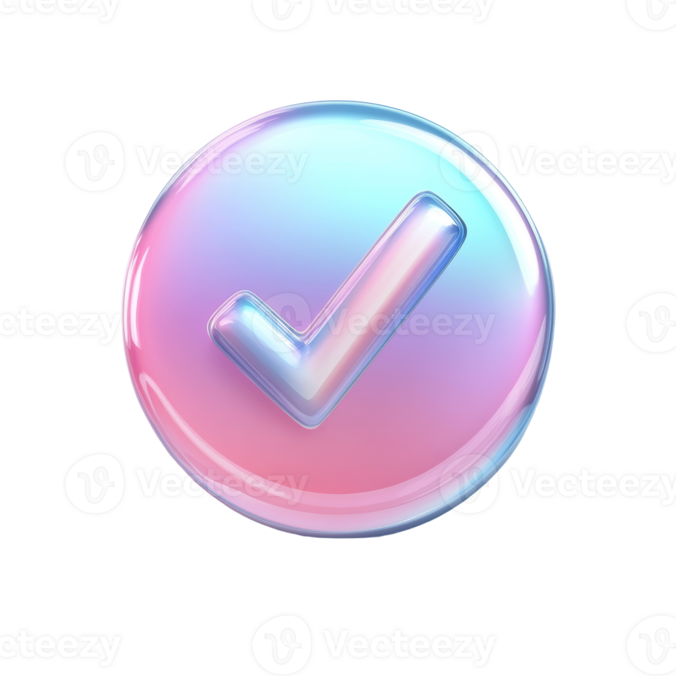 Glossy Pastel Checkmark Icon in a Circle png