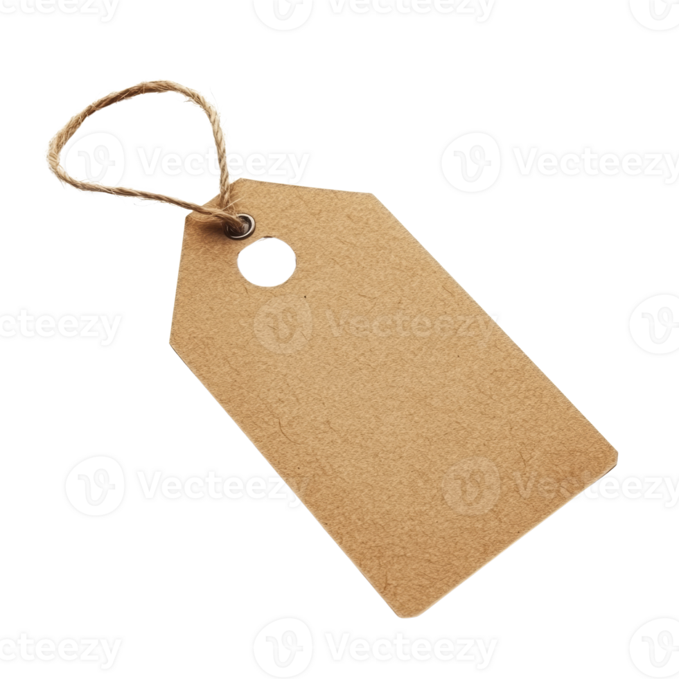 Blank Brown Paper Gift Tag With Twine png