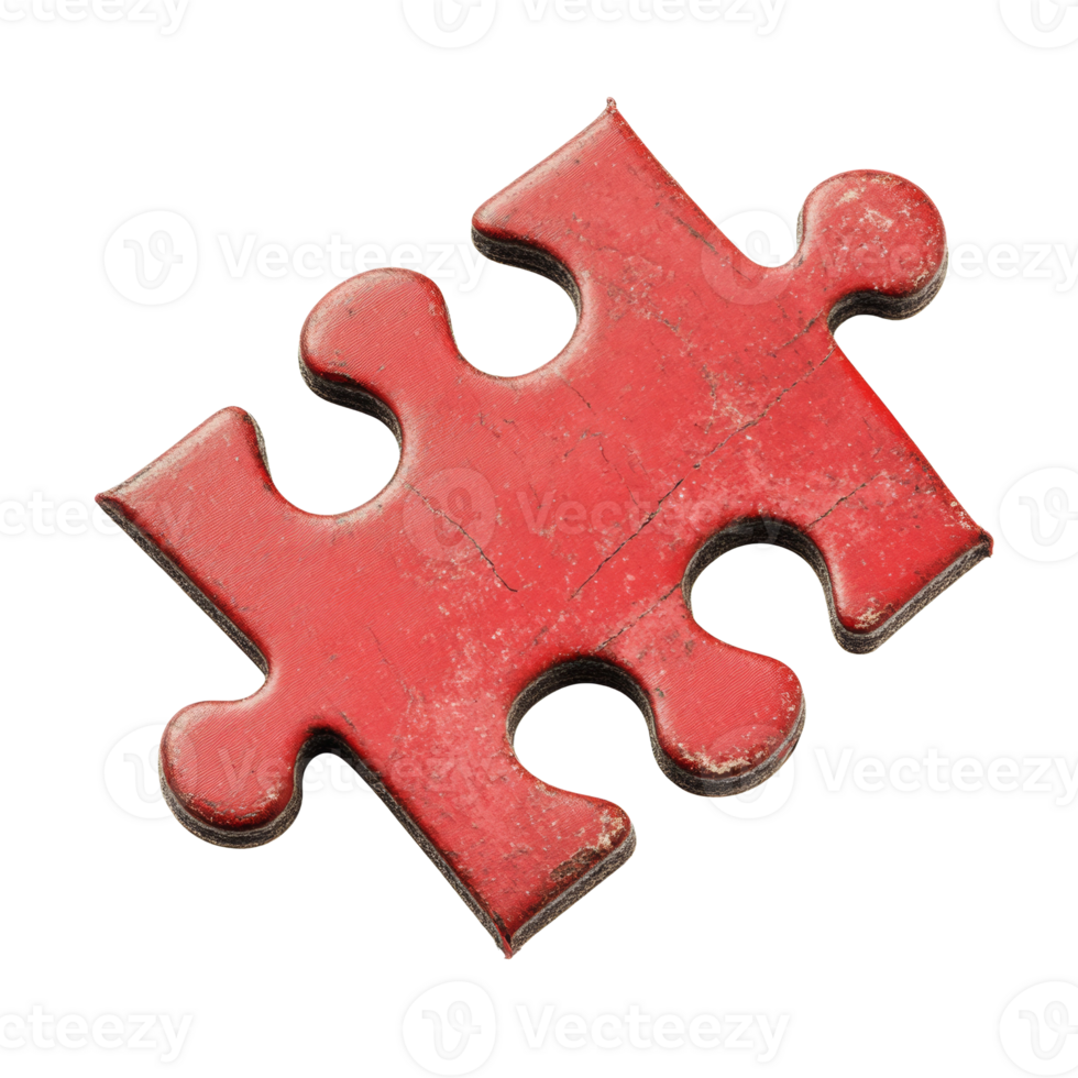 A Single Red Worn Jigsaw Puzzle Piece png