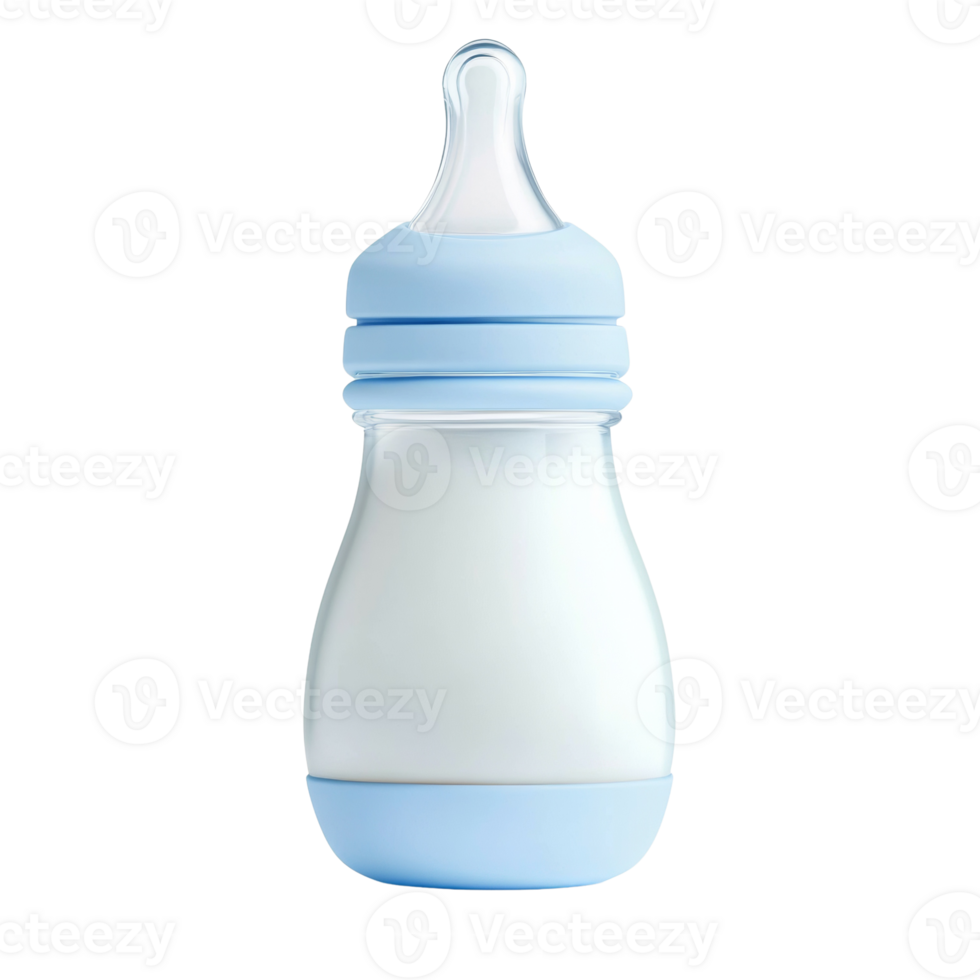 Baby Bottle Filled With Milk Ready For Feeding. isolated png