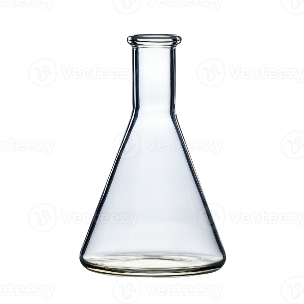An Empty Glass Erlenmeyer Flask Isolated on Black png