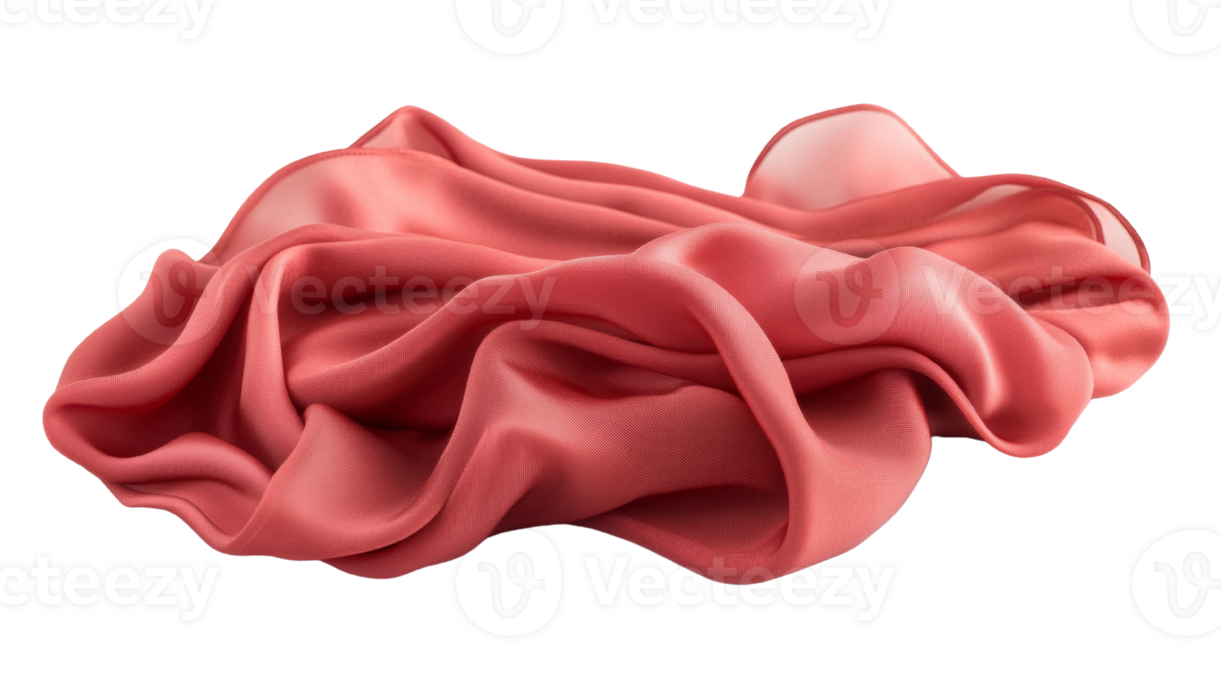 Draped coral silk fabric shows soft texture png