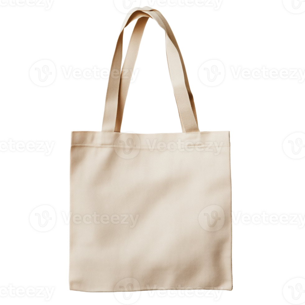 A Beige Cotton Tote Bag on a Black Background png