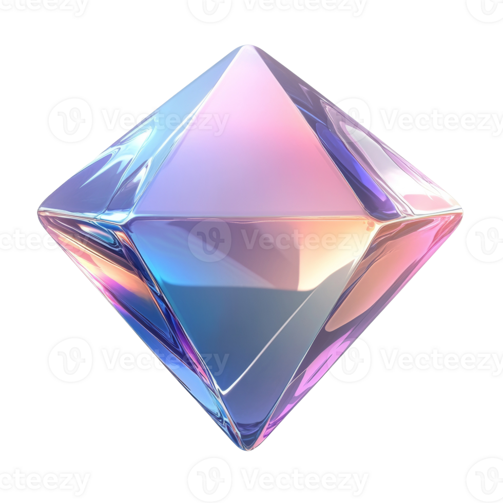 Iridescent Glass Gemstone Abstract Shape Design png