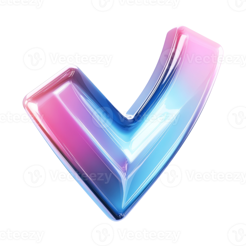 Glossy Checkmark Gradient Blue Pink Design png