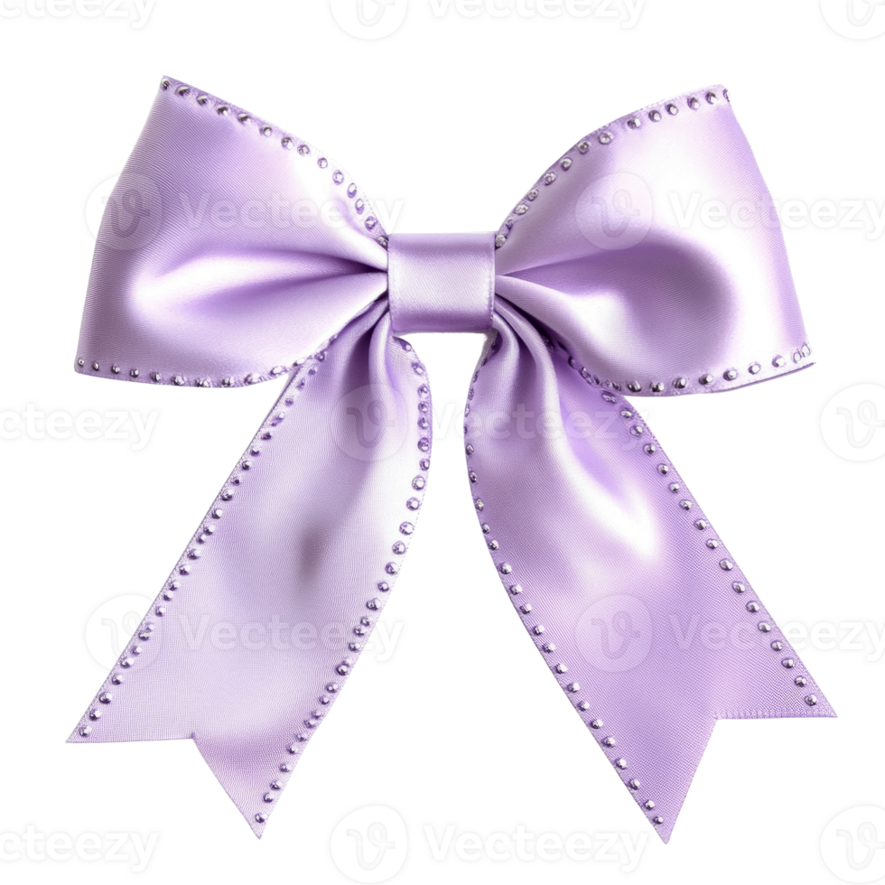 Lavender Satin Bow with Rhinestone Accents png