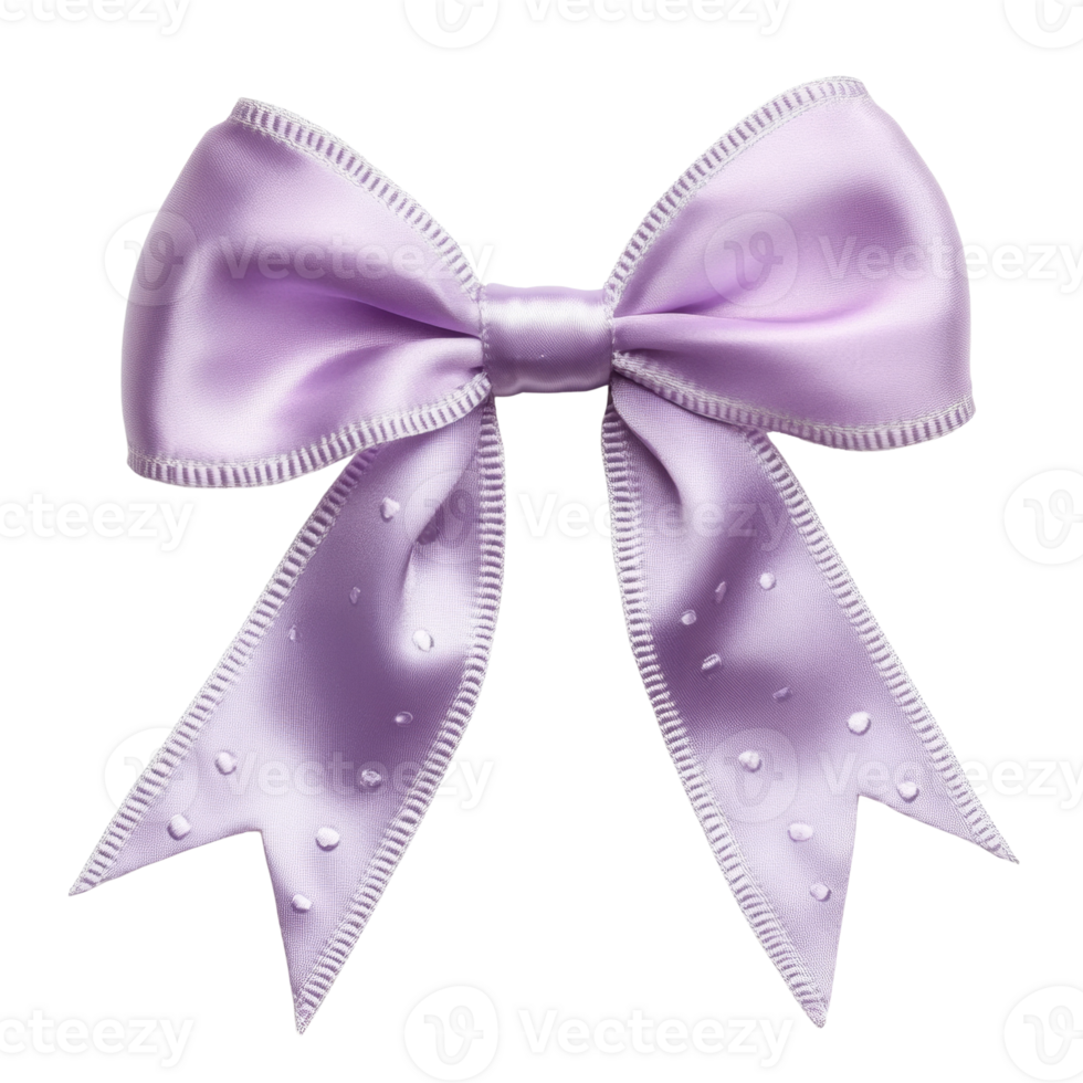 A lavender satin ribbon bow with subtle dots png
