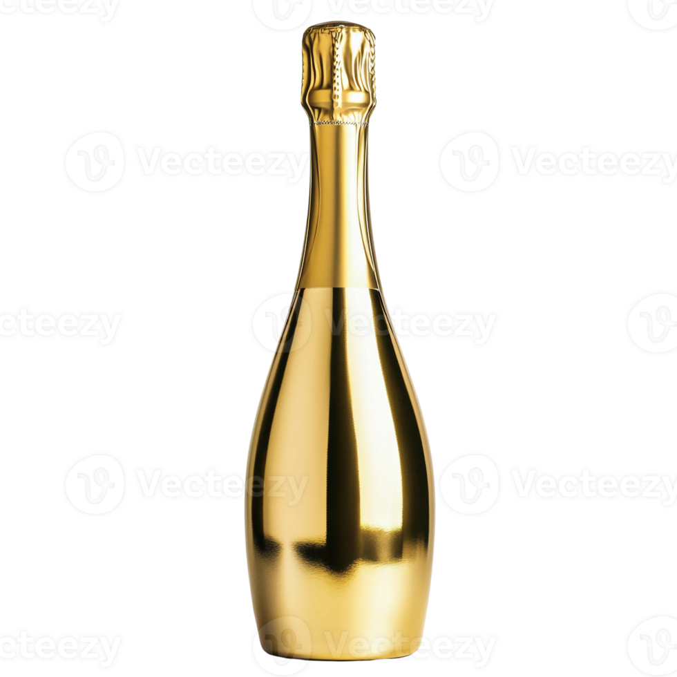 Gold Champagne Bottle Isolated On Black Background png