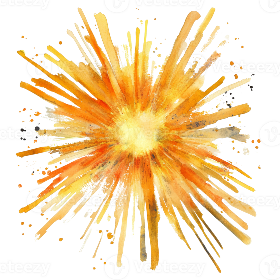 Abstract Watercolor Burst of Golden Yellow Hues png