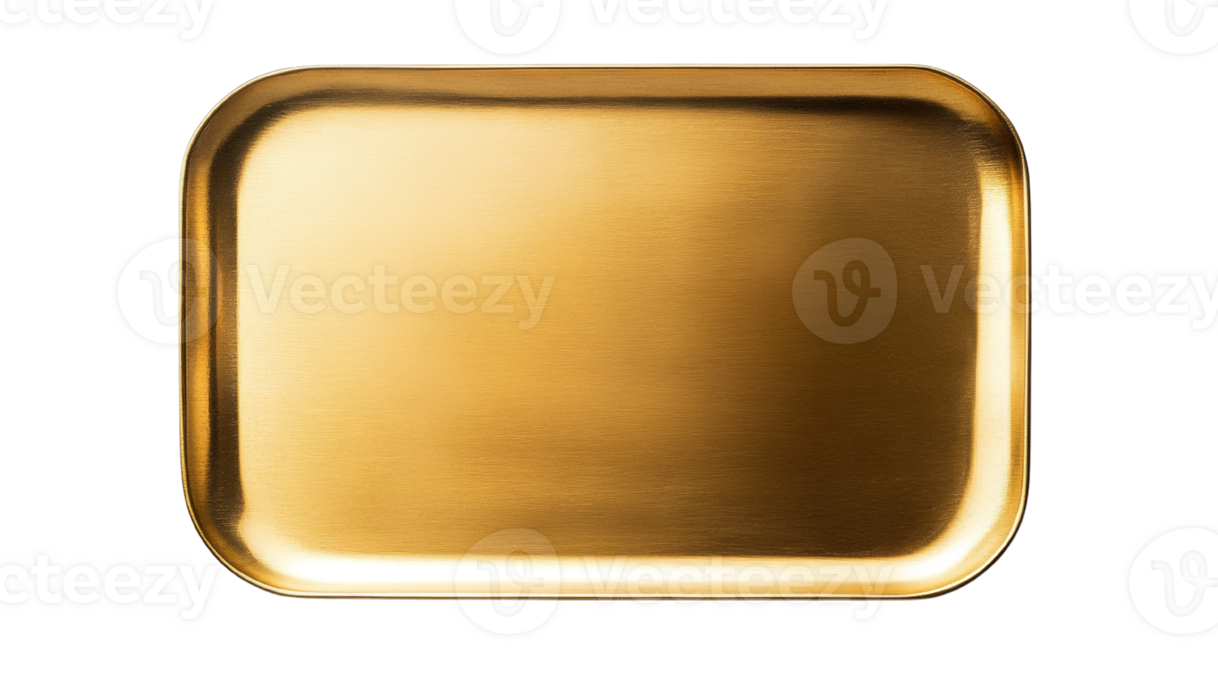 Gold colored square metal serving tray png