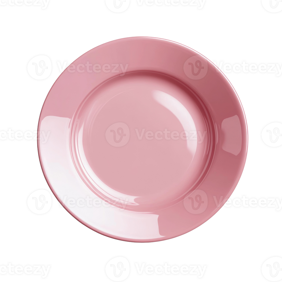 A single pink ceramic plate is shown from above png