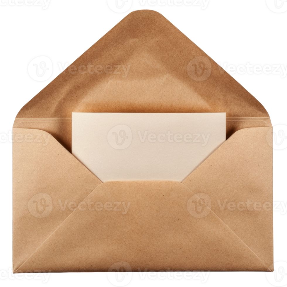 Brown Envelope Contains Blank Notecard Ready For Message png