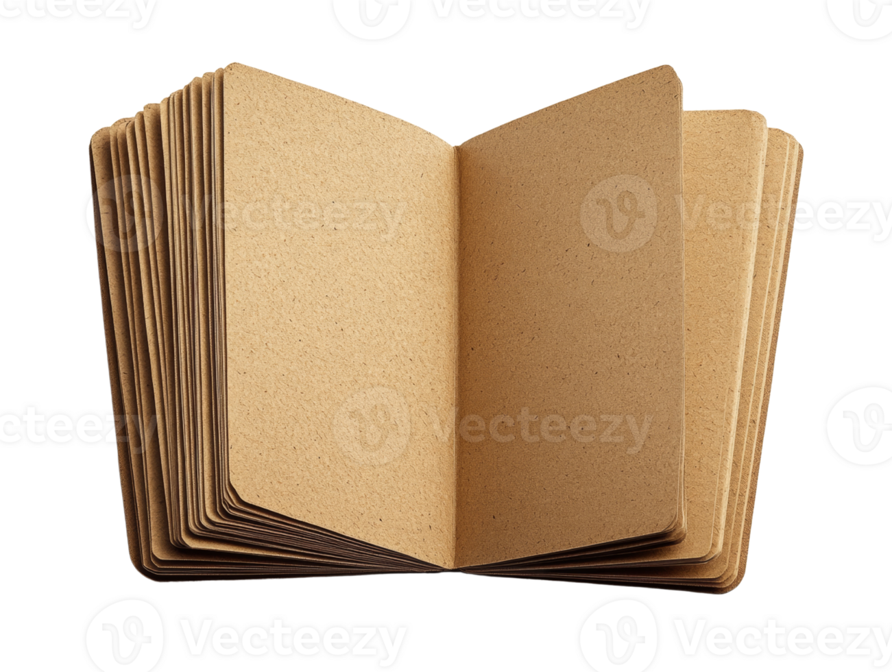 Open kraft paper notebook showing blank pages png