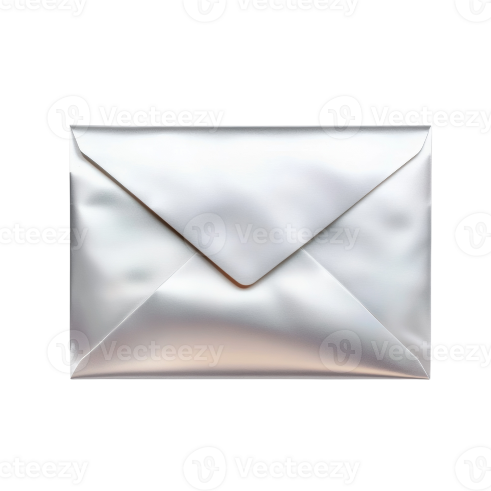 A single silver metallic envelope sits on a black background png