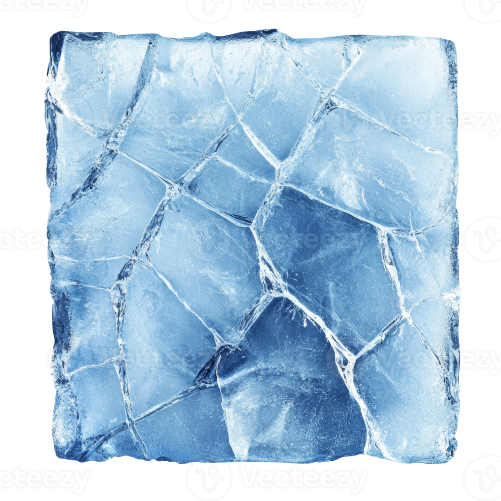 A Cracked Square Block Of Blue Ice png