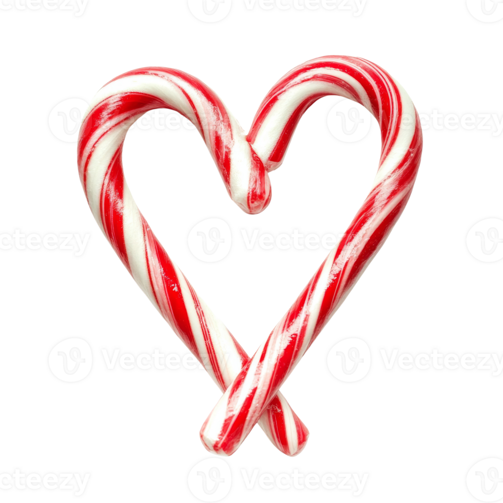 Two candy canes forming a heart shape. cut out png