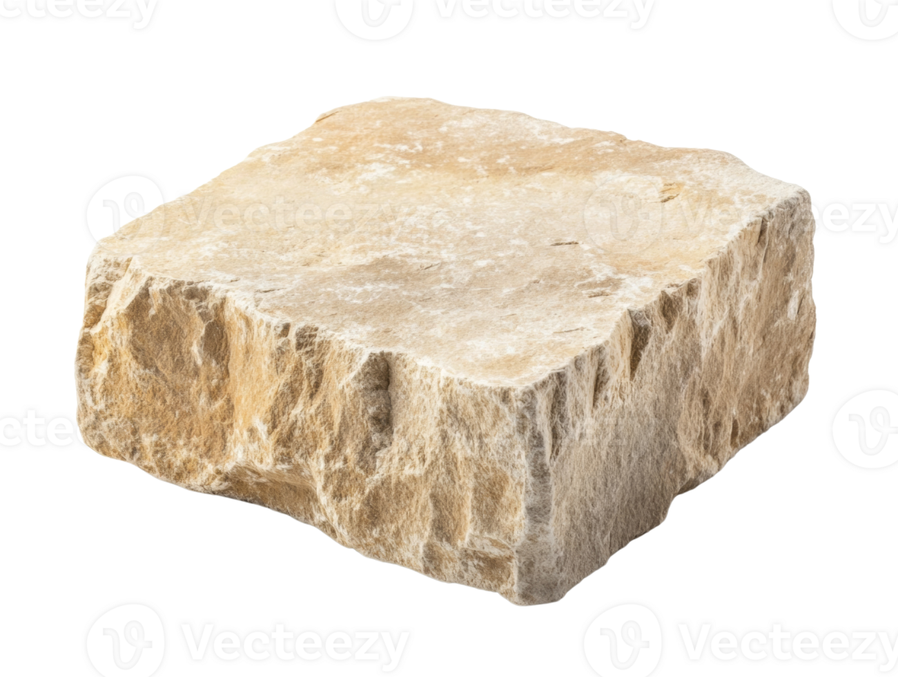 A Rough Hewn Beige Stone Block Isolated png
