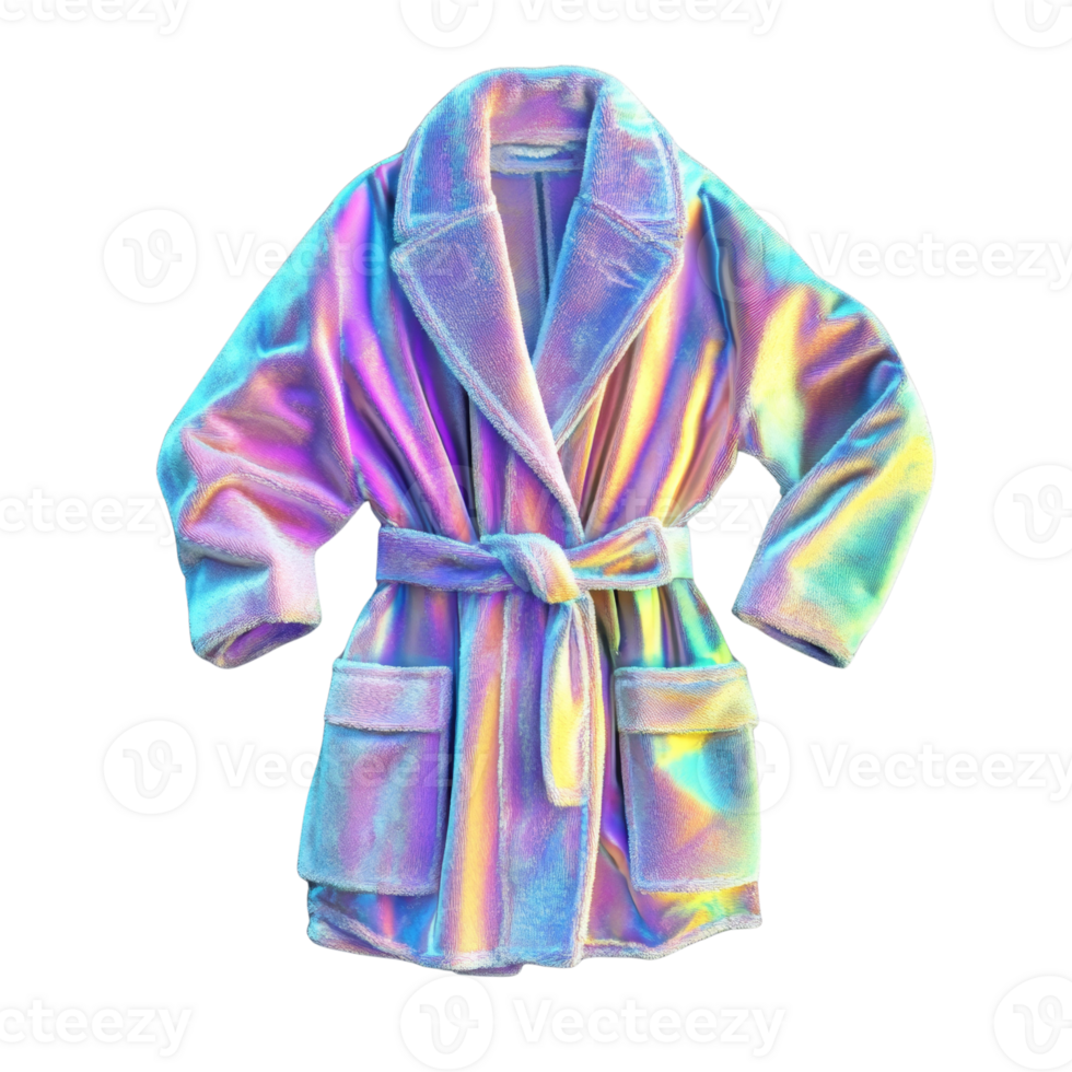 Iridescent Velvety Bathrobe Fashionable Garment Display png