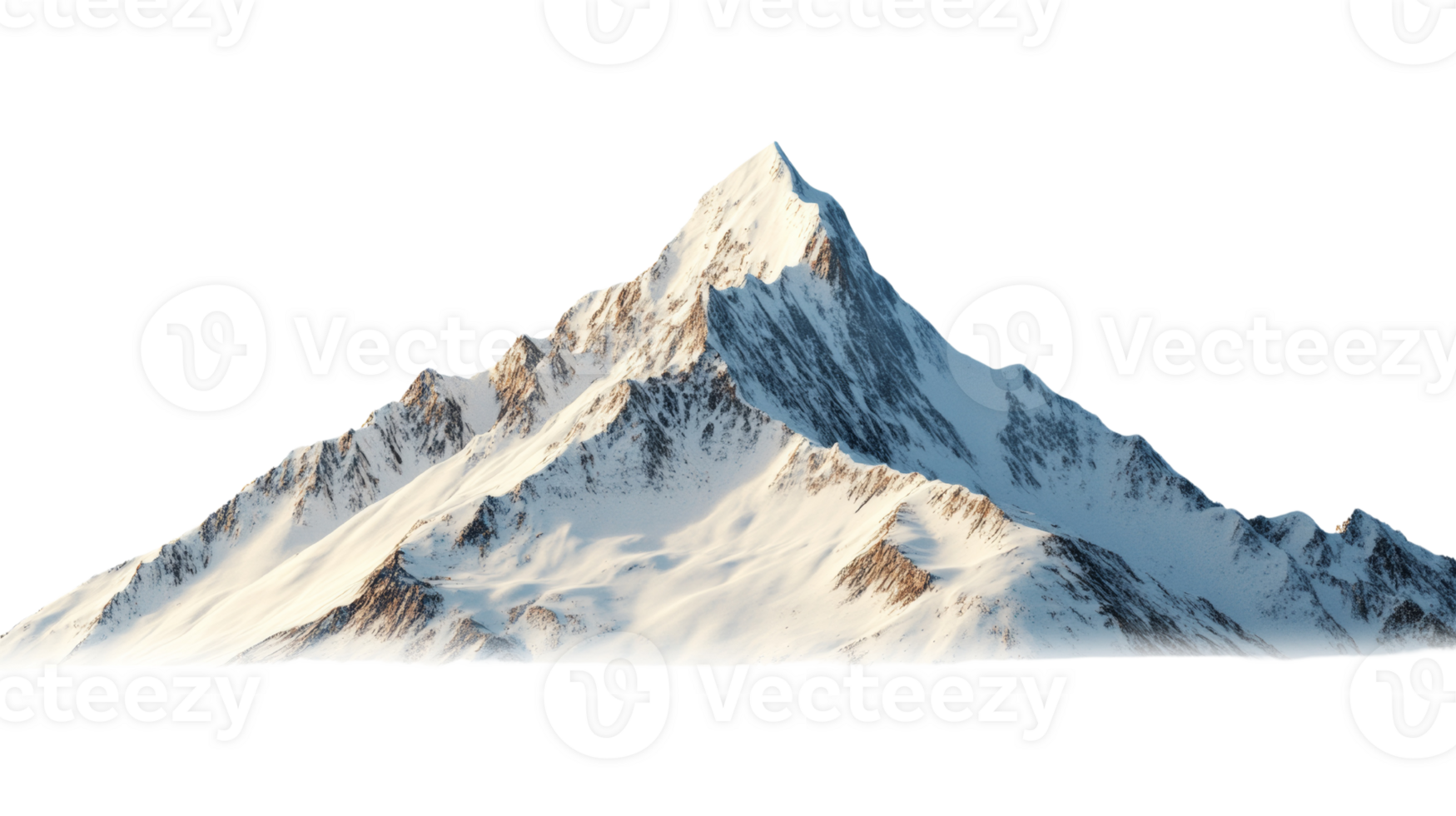 Majestic Snow Covered Mountain Peak Isolated Against transparent background png