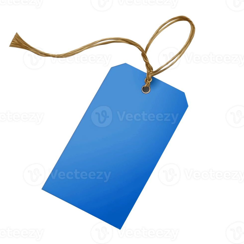 Blue Tag Tied With Twine String Attached png