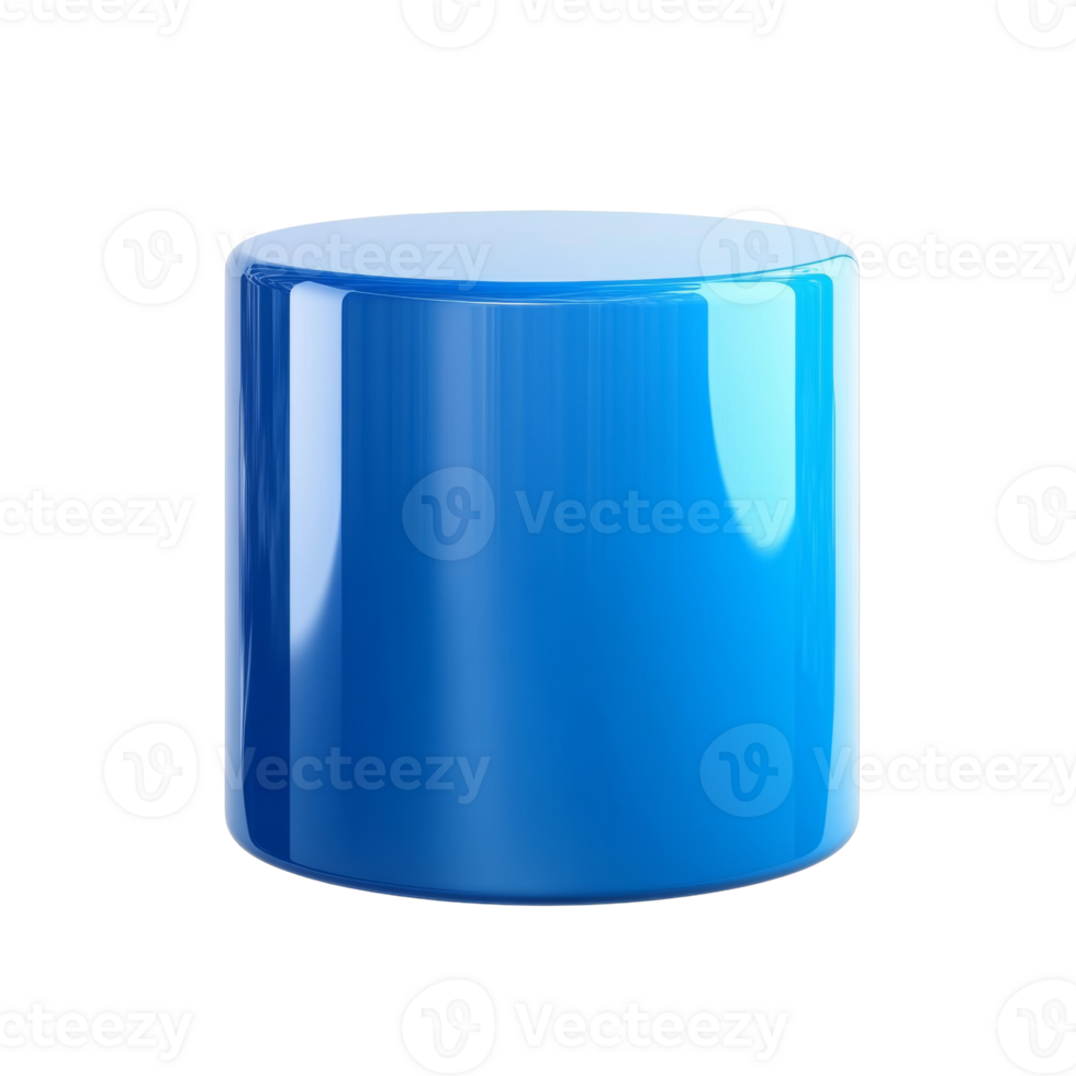 Shiny Blue Cylinder Shape Abstract Render png
