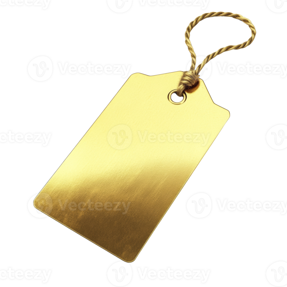 Golden Blank Gift Tag With Rope Loop png