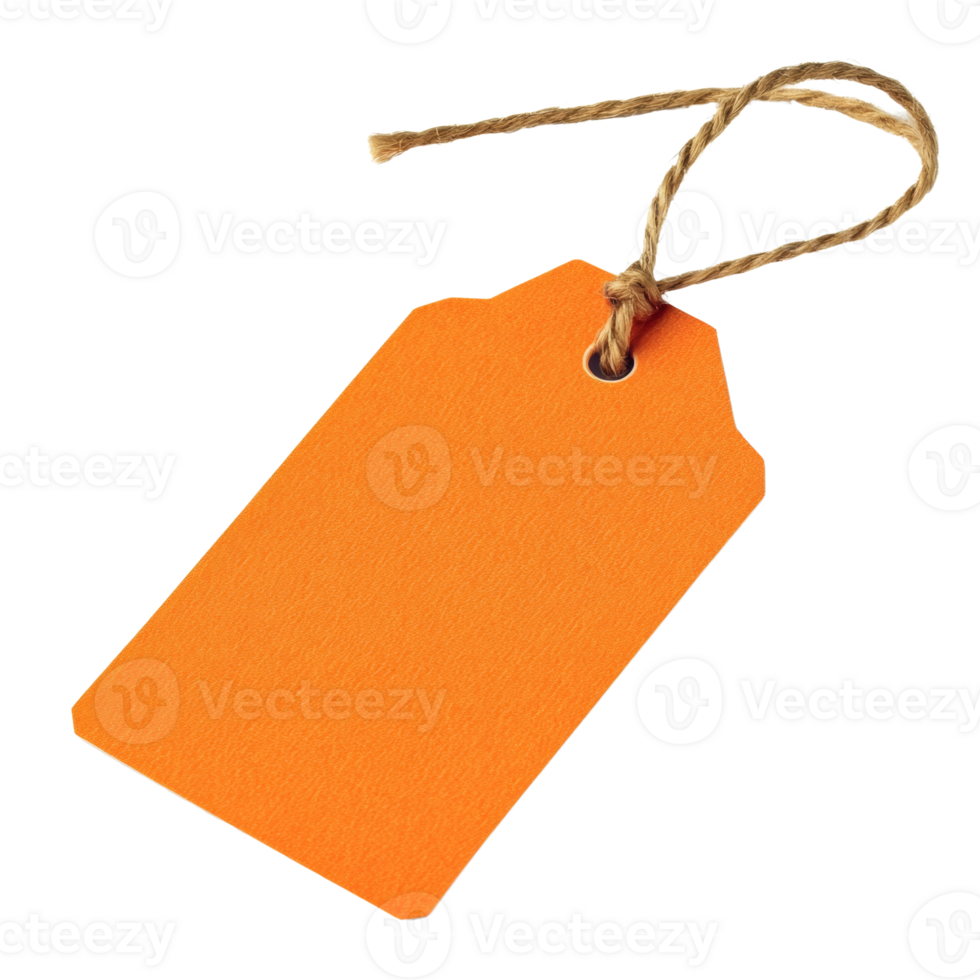 Orange Blank Gift Tag Tied With Twine png