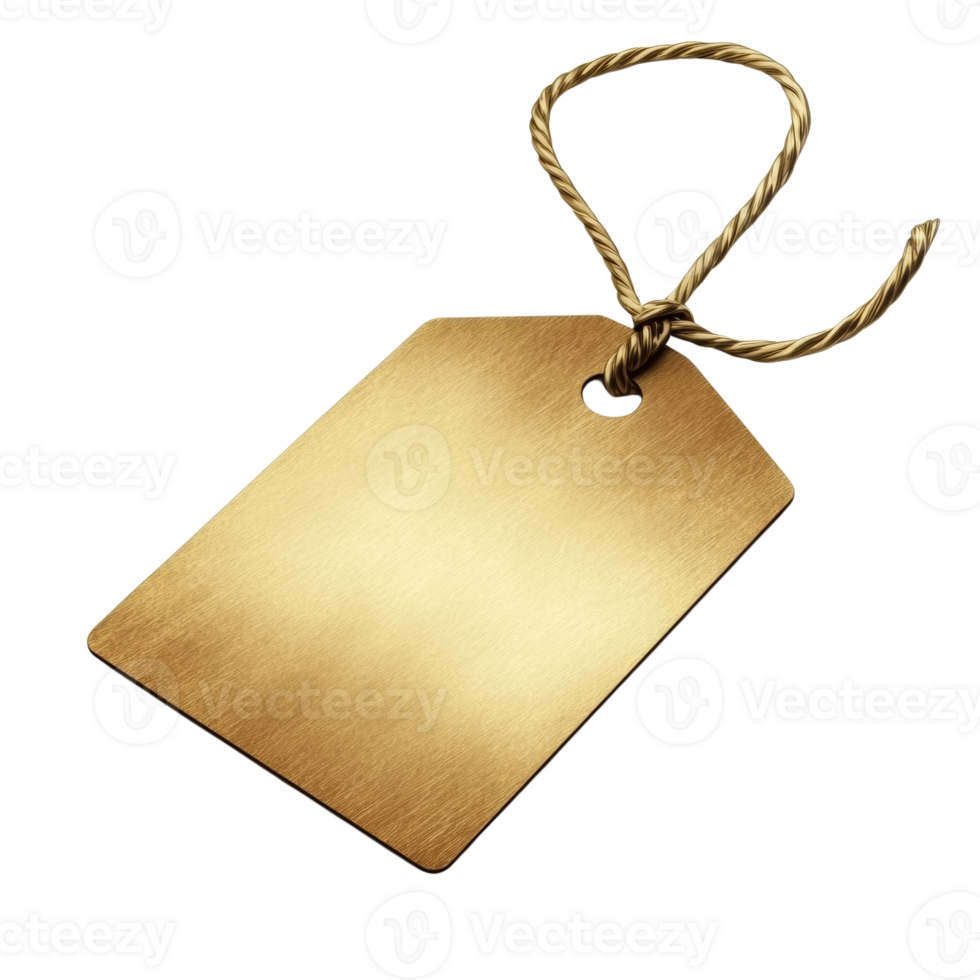 Gold Blank Tag With Twine String Attached png
