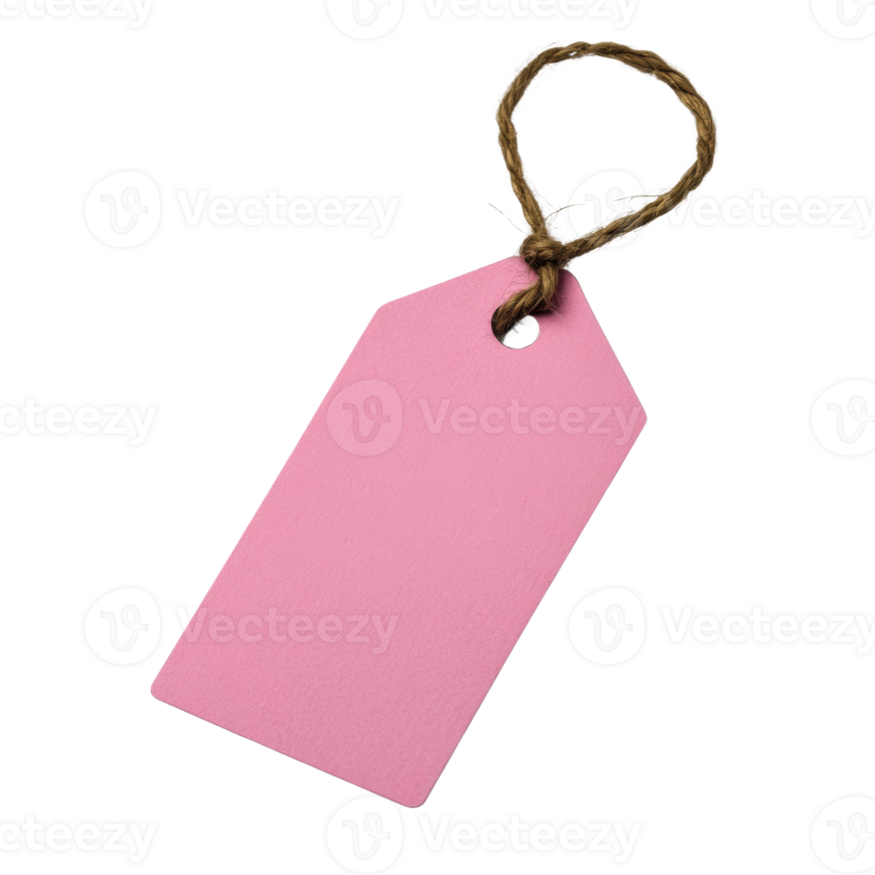 Pink Blank Gift Tag With Brown Twine Loop png