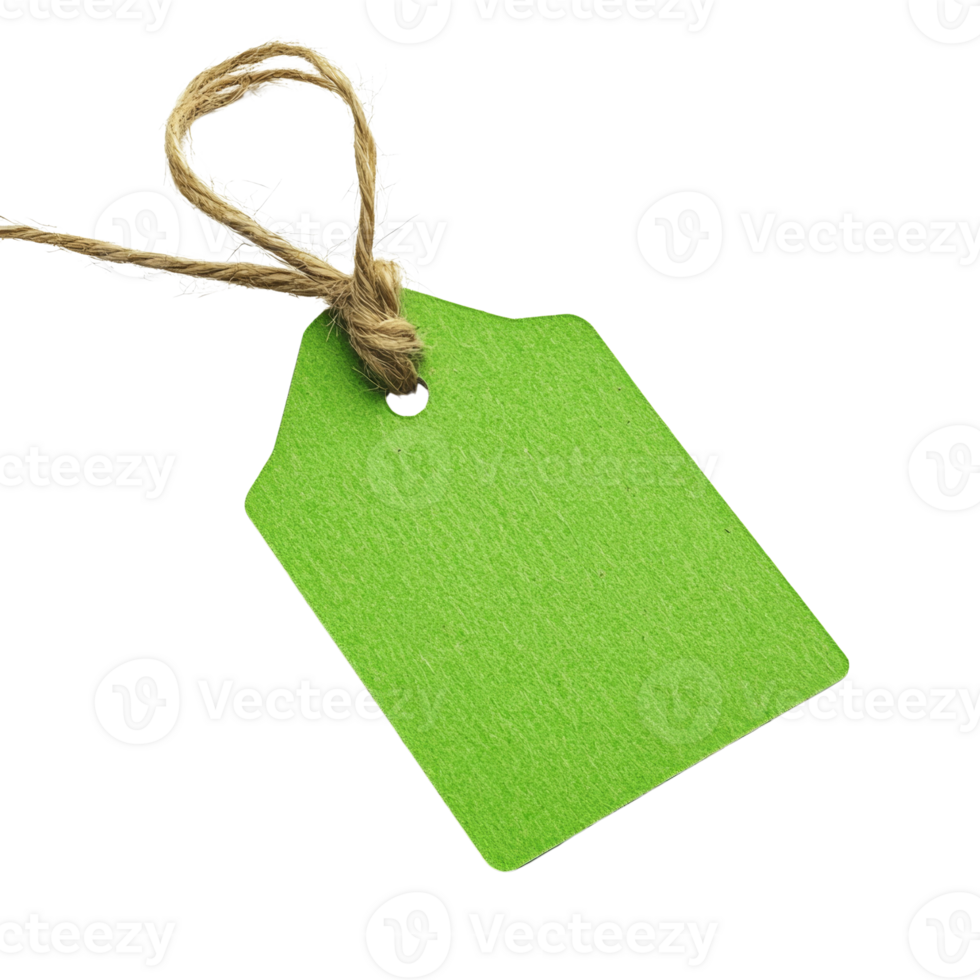 Green Tag Tied With Natural Twine png